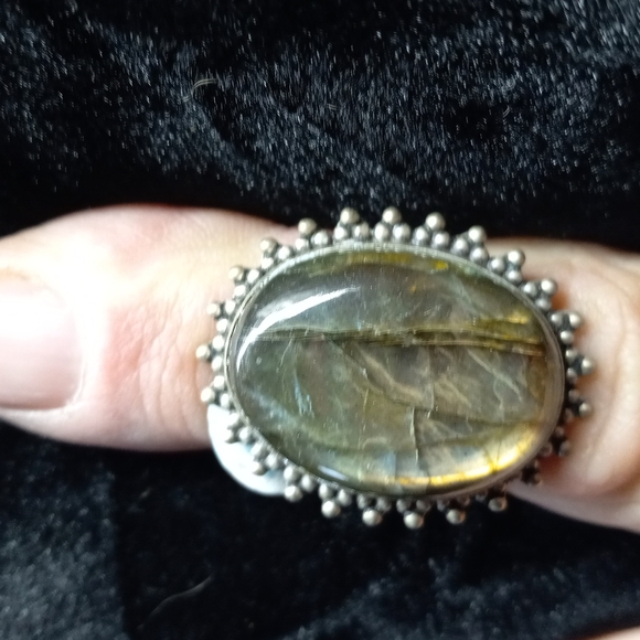 29 NWT Labradorite gemstone crystal 925 silver ring size 8 free shipping - Picture 5 of 5